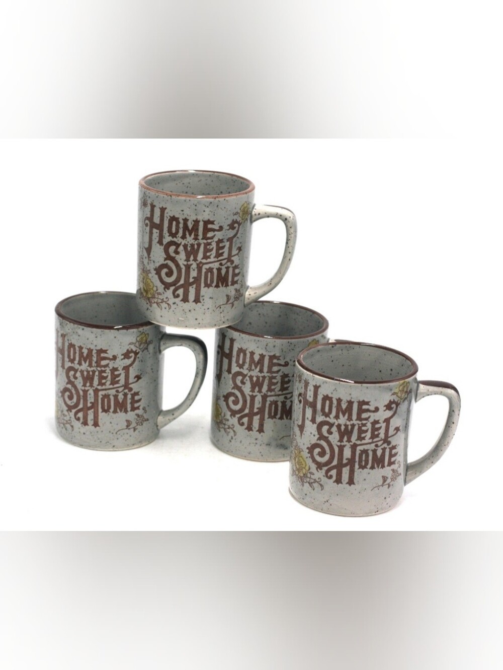 Vintage Home Sweet Home Ceramic Mugs Set Of 4
